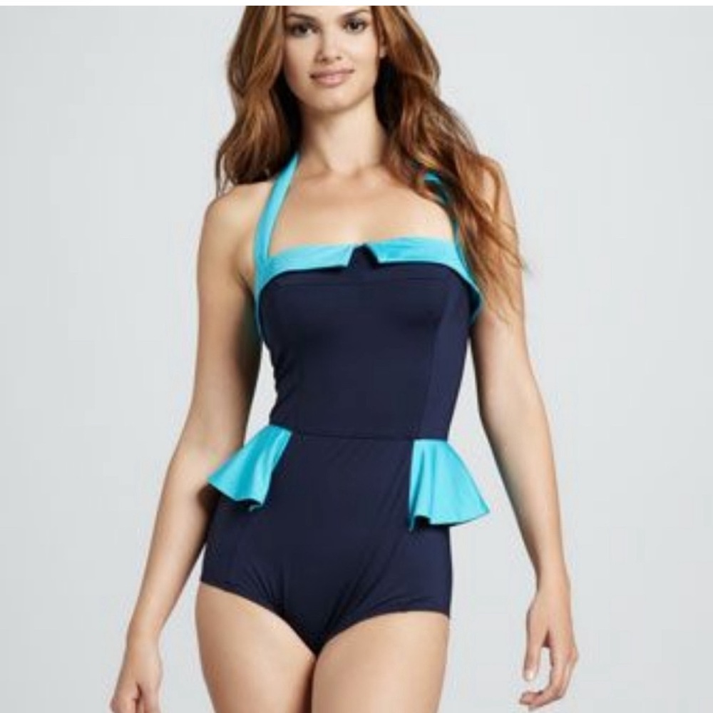 NWOT Marc Jacobs Color block peplum one piece swim suit